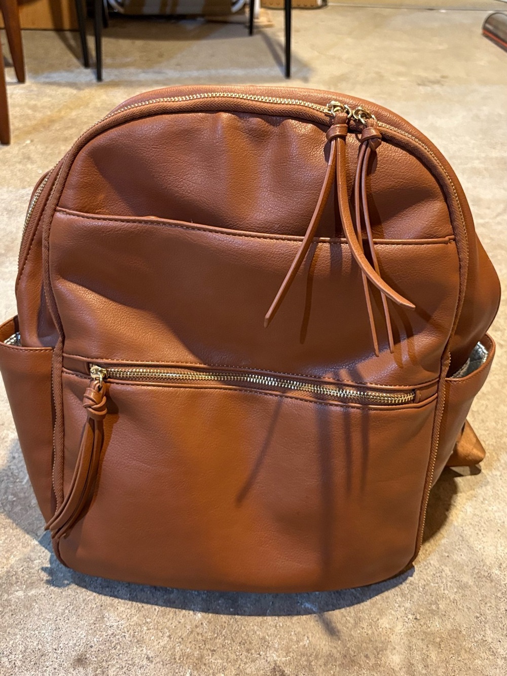 Faux Leather Diaper Bag Backpack with 18 Pockets